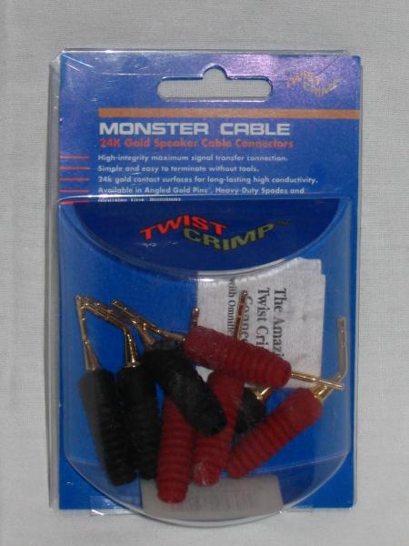 Monster Cable Twist Crimp Toolless Speaker Cable Connectors - Angled Gold Pin