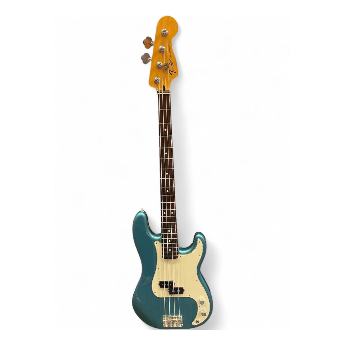 2010 Fender Standard Precision Bass (MIM) in Lake Placid Blue with a rosewood fretboard, full front view